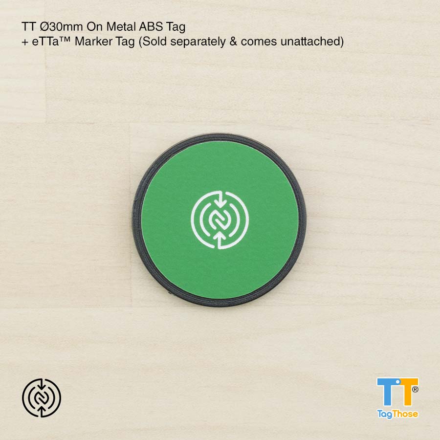 TagThose On Metal ABS Tag Model 2 Black + eTTa™ Marker Tag