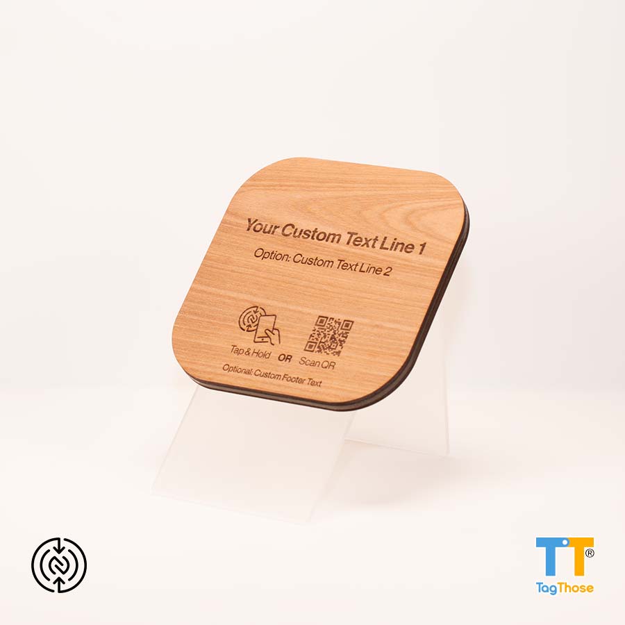 Engraved Wood NFC Stand